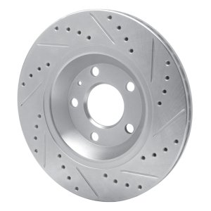 Audi S4 Brake Rotor (1) - Rear Left - R1 Concepts - Drilled & Slotted - Silver - `04-`09